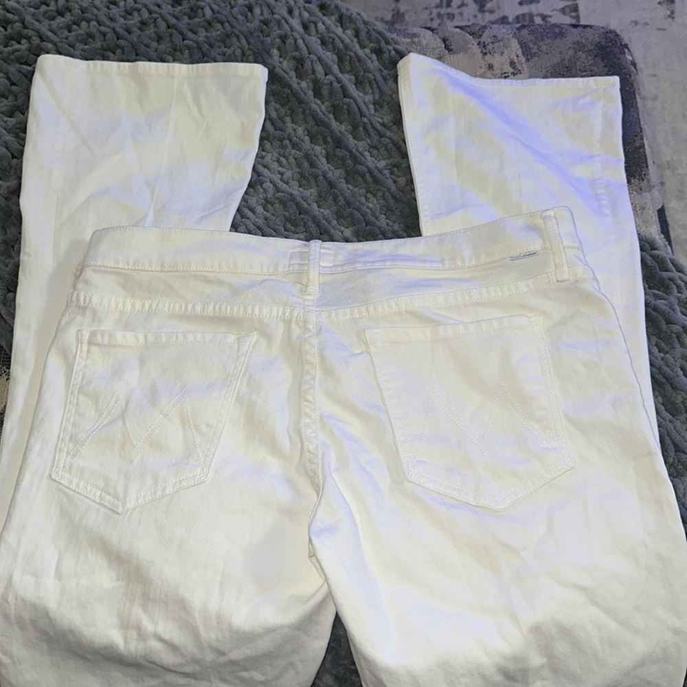 White Flare Mother “ The Runway Mirror Mirror” Jeans size 32 slightly worn